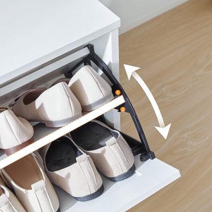 HOOBRO Shoe Bench with Storage, Shoe Storage Bench with 2 Flip Drawers, 39.4" Shoe Cabinet with Bench, Hidden Shoe Rack Organizer for Entryway, Foyer, Hallway, White and Gold DW48HX01