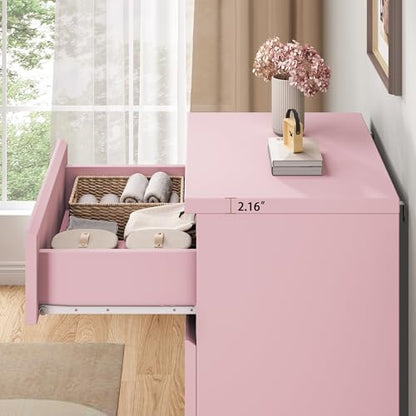 Jocoevol 4 Drawer Dresser for Bedroom, Pink Dresser Chest of Drawers - Large Wood Dressers TV Stand with Deep Drawers Dressers for Living Room, Hallway, Entryway - Pink - color: Pink