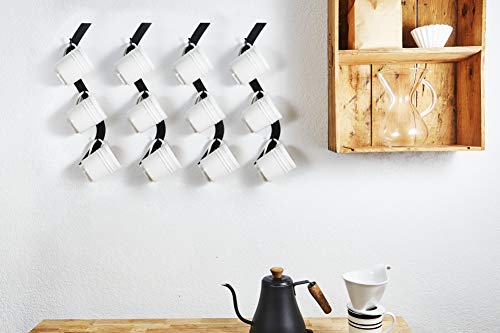 Coffee Mug Wall Rack - Metal Mug Racks for Wall - Unique S Curve Design - Coffee Cup Hanging Holder - Teacup and Mason Jar Hanger Display Holder - style: Minimalist
