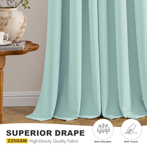 MIULEE Blackout Curtains for Bedroom 2 Panels 40 x 54 Inch Long Aqua | Thermal Insulated, Living Room Darkening Grommet Drapes, Noise Reducing, Light Blocking Window Treatments - color: Aqua, size: 40"W x 54"L (Pack of 2)