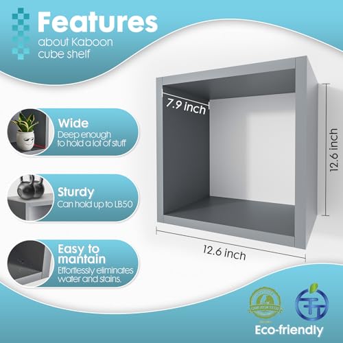 Cube Floating Shelves Set2, Display Shelves Wall Mount 7.75" D x 12.5" W x 12.5" H, (Gray, Square 2 Cubes) - color: Grey, size: Square-Set2