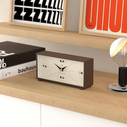NEWGATE® Thunderbird Desk Clock | Retro Contemporary Rectangular Design | Mocha Brown | Modern mid-Century Style for Desk, Mantel, Table top or Shelf - color: Mocha Brown