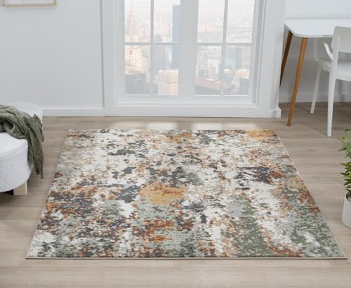 Keen Home Design Area Rugs - 63" Square Non-Shedding, Thick Pile Abstract Rugs for Kitchen, Living Room, Bedroom, Dining Room, Entryway - Size: 5'3" Square, Skies Green - color: Skies Green, size: 5'3" x 5'3" (Square)