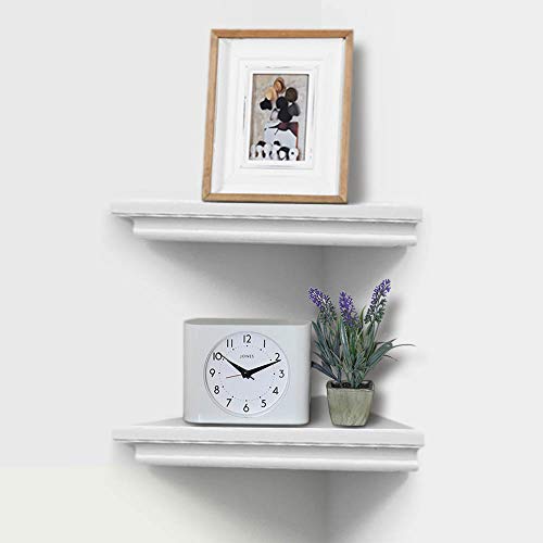 ZGZD White Corner Shelf Wall Mounted Storage Display Shelves for Home Decor, Set of 2 - size: Straight edge