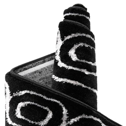 Rugs.com - Vogue Geo Rug – 8 Ft Runner Black and Silver High-Pile Rug – Modern Geometric Runner for Hallways, Entryways, and Bedrooms - color: Black and Silver, size: 2' x 8' (Runner)