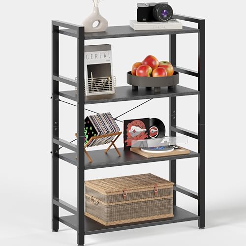 ALISENED 39.8 Inches 4-Tiers Bookshelf, Industrial-Style Bookcase Shelf, Small Shelf Vintage-Style Storage Organizer, Suitable for Home Offices, Living Rooms, and Bedrooms - size: 4 tiers
