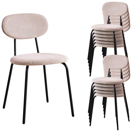 Stackable Guest Chairs Set of 12, Upholstered Waiting Room Chairs with Metal Legs for Reception, Breakroom, School, Meeting, Office - color: Khaki, size: Set of 12