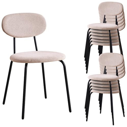 Stackable Guest Chairs Set of 12, Upholstered Waiting Room Chairs with Metal Legs for Reception, Breakroom, School, Meeting, Office - color: Khaki, size: Set of 12