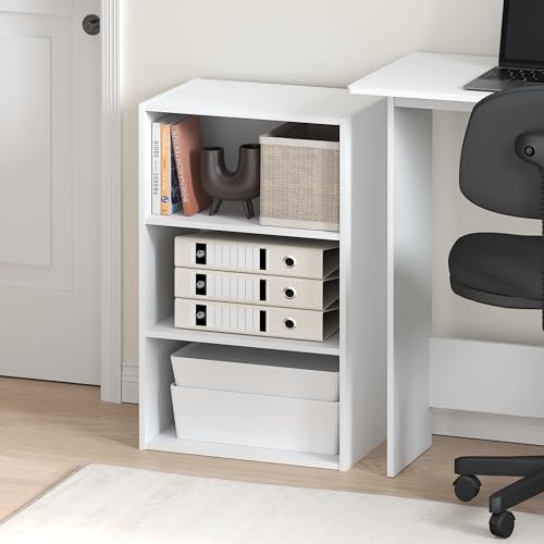 Furinno Basic Book Shelf, 3-Tier Bookshelf, Storage Organizer Bookcase with Open Shelf, 11 x 17 x 26, for Living Room, Bedroom, Home Office, White - color: White, size: 3-Tier, 11 x 17 x 26