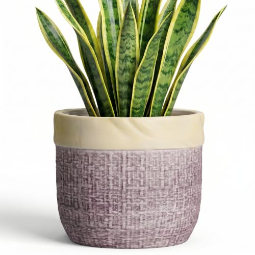 8 Inch Plant Pot, Ceramic Planter, Round Pot for Plants, Purple | Boho Planter with Drainage Hole, Decorative Flower Pots for Indoor Plants, Home Room Decor, House Warming Gifts - color: Purple, size: 8 Inch