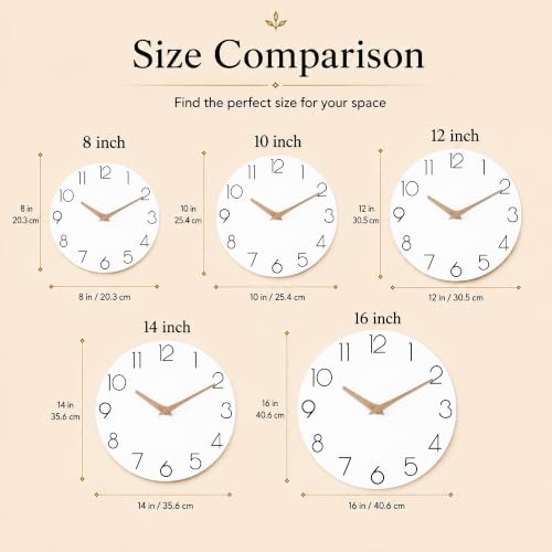 cicininc 8 Inch Battery Operated Wall Clock, Silent Analog, White | Kitchen | Office | Bedroom | Bathroom | Small Size | Easy-to-read Numbers - color: B_white, size: 8"