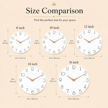 cicininc 8 Inch Battery Operated Wall Clock, Silent Analog, White | Kitchen | Office | Bedroom | Bathroom | Small Size | Easy-to-read Numbers - color: B_white, size: 8"