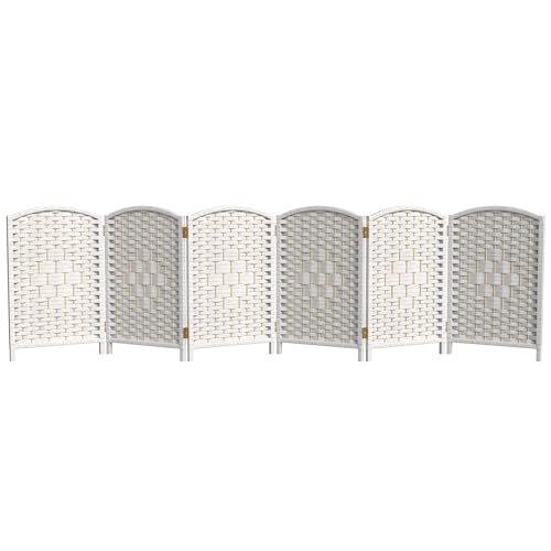 Red Lantern 2 ft. Short Diamond Weave Fiber Folding Screen - White - 6 Panel - color: White, size: 6 Panel