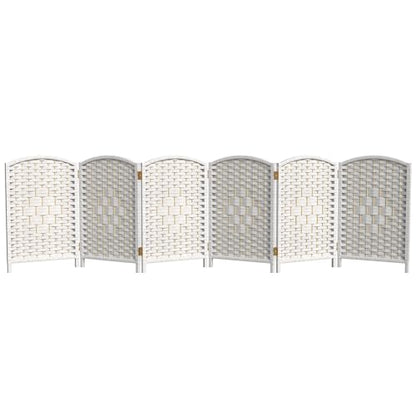 Red Lantern 2 ft. Short Diamond Weave Fiber Folding Screen - White - 6 Panel - color: White, size: 6 Panel