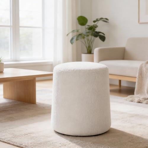 HomePop 17" Organic Shape Ottoman - Cream Boucle - color: Cream Boucle