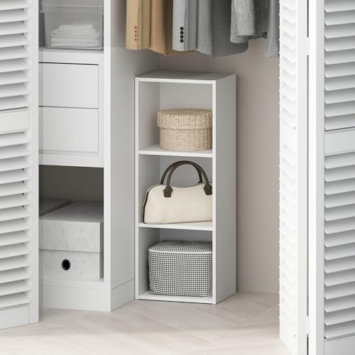 Furinno Reed Closet Organizers and Storage, 3-Tier Closet Organizer, Open Shelf Closet Storage, for Wardrobe, Bedroom, Living Room, White - color: White, size: 3-Tier, 12"W