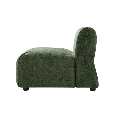 Christopher Knight Home Heca Low Profile Modern Accent Chair, Upholstered Lounge Chair Indoor, Curved Single Sofa, Wooden Frame and Thick Cushion, Space-Saving Armless Living Room Chair, Green - color: Green