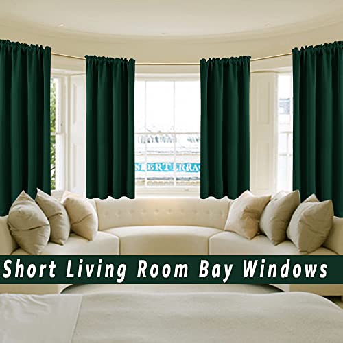 PANELSBURG Dark Green Blackout Curtains for Bedroom,Thermal Insulated Short Room Darkening Curtain for Kitchen Window Set of 2 Panels Rod Pocket 42 Inch Length,Hunter Emerlad Green - color: Dark Green