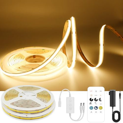 AXMOTUT 65.6ft COB LED Strip Light Warm White, High Bright LED Strips with 320LEDs, RF Remote and UL Power Supply, 3000K Dimmable LED Lights for Bedroom,Kitchen, DIY Home Decoration, 2 Rolls of 32.8ft - size: 3000K/65.6ft