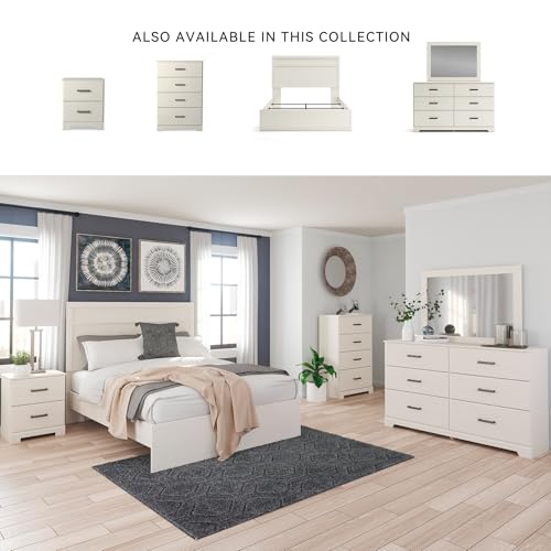 Signature Design by Ashley Stelsie 6 Drawer Bedroom Dresser, White, 60 Inch | Durable engineered wood with replicated grain, 6 deep smooth-gliding drawers, Ample clothing organization - color: White, style: 6 Drawer Dresser