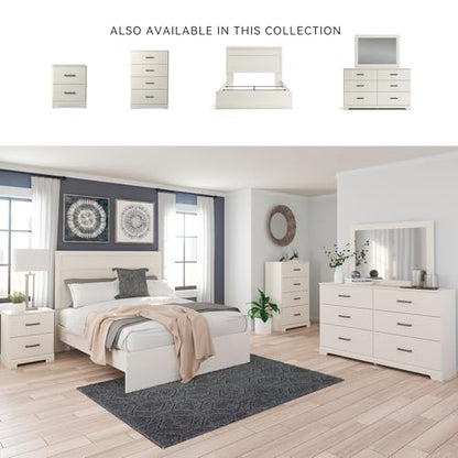Signature Design by Ashley Stelsie 6 Drawer Bedroom Dresser, White, 60 Inch | Durable engineered wood with replicated grain, 6 deep smooth-gliding drawers, Ample clothing organization - color: White, style: 6 Drawer Dresser