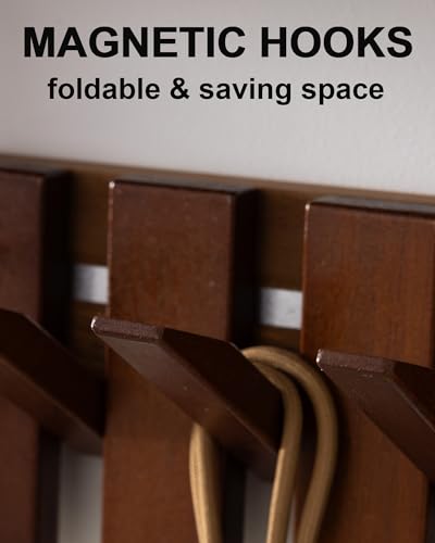 Wooden Coat Rack Wall Mount with Shelf, Heavy Duty Entryway Organizer with 8 Hooks,Coat Hooks Hanger for Coats, Hats, Bags & Towels, Walnut Wall Hanger for Hallway, Bedroom, Kitchen (8 Hooks) - size: 8 Hooks