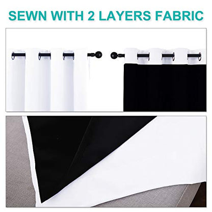 NICETOWN White 100% Blackout Lined Curtain, 2 Thick Layers Completely Blackout Window Treatment Thermal Insulated Drape for Kitchen/Bedroom (1 PC, 37 inches Width x 63 inches Length Each Panel) - color: Pure White, size: 37"W x 63"L (Pack of 1)