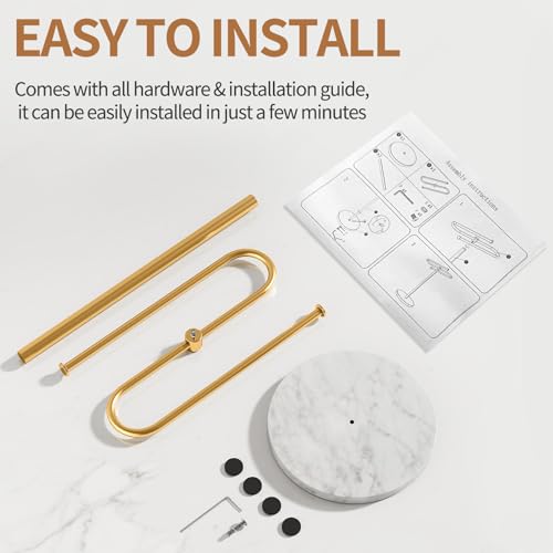 STWWO Kitchen Towel Holder for Countertop with Marble Base | S-Shape Hand Towel Stand for Bathroom Stainless Steel Rust-Proof, Hand Towel Holder Standing for Vanity Countertop, Gold - color: Gold