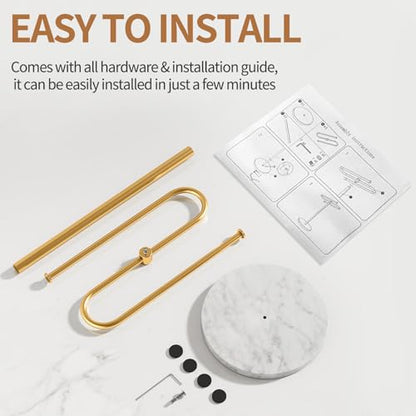 STWWO Kitchen Towel Holder for Countertop with Marble Base | S-Shape Hand Towel Stand for Bathroom Stainless Steel Rust-Proof, Hand Towel Holder Standing for Vanity Countertop, Gold - color: Gold