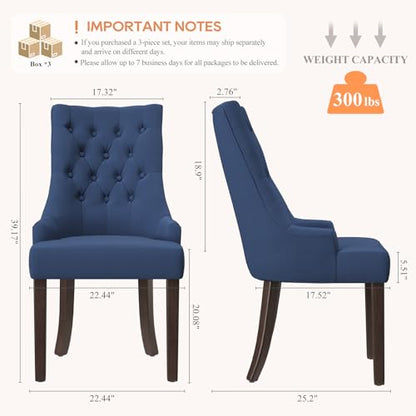 COLAMY Fabric Side Dining Chairs Set of 6, Wingback Upholstered Dining Room Chairs with Tufted Button, Living Room Chairs for Home Kitchen, Blue - color: Blue, size: Set of 6
