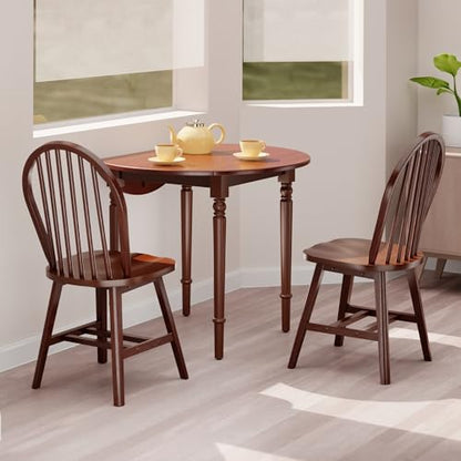 Winsome Sorella 3-pc Set Round Drop Leaf Table, Walnut - color: Walnut, size: Table + 2 Chairs