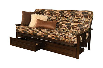 Kodiak Furniture Monterey Futon Set with Storage Drawers, with Espresso Base and Peter's Cabin Mattress - color: Peter's Cabin, size: Drawers Included, style: Espresso Finish