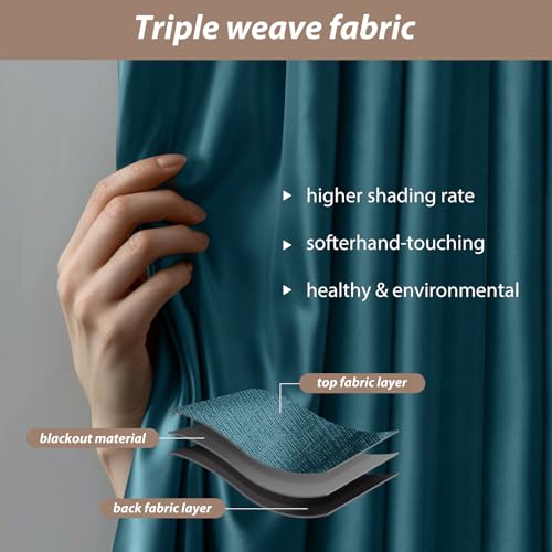 Room Divider Curtains with Ceiling Curtain Track Set Window Curtain for Bedroom,Living Room Total Blackout Thermal Insulated Privacy Ceiling Track Curtain W 9 × H 6 FT Azure Blue drape&Black track - color: Azure Blue, size: 108"W x 72"L (Pack of 1)
