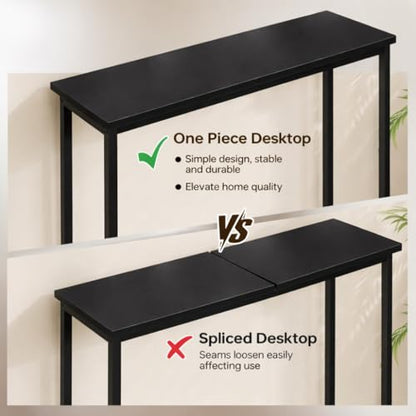 Narrow Entryway Console Table & Sofa Side Table - IndustrialHallway Table for Small Spaces, Behind Couch Table, Multi-Functional Living Room Bedroom Office,Black， 29.5" x 9.4" x 29.5" - color: Black