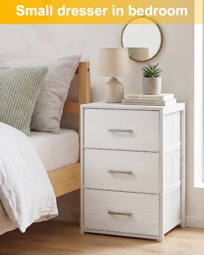 Fixwal Closet Drawers for Clothes, 1 Pack, 3 Drawers Dresser, 15.7" Wide | height 23.6", 3 fabric storage drawers, wooden top, white, spacious storage, dresser for bedroom - size: 11.8"D x 15.7"W x 23.6"H