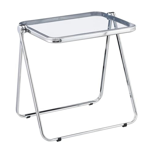 KAIHAOWIN Folding TV Tray Table Acrylic Foldable Table No Assembly Required Tiny Desk for Home Office Side Table Small Computer Desk for Small Spaces (Clear) - color: Clear