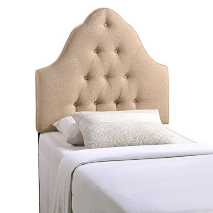 Modway Sovereign Tufted Button Linen Fabric Upholstered Twin Headboard in Beige - color: Beige, size: Twin
