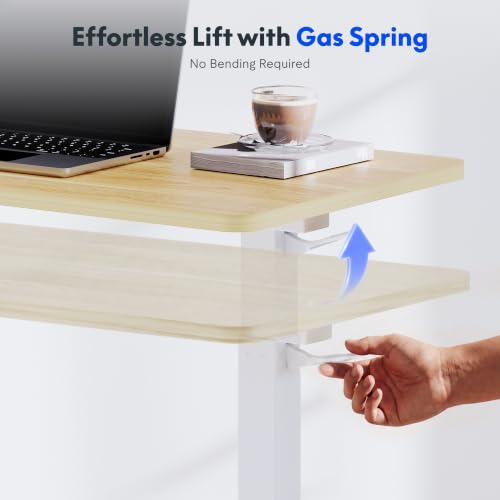 FLEXISPOT H7 28" Pneumatic Height-Adjustable Overbed Table with Wheels | C-shaped bedside table,Medical End Table,Rolling Cart TV Tray,Laptop desk for Hospital Home office use,27.6"Wx15.7"D,Maple - color: Maple, size: Small