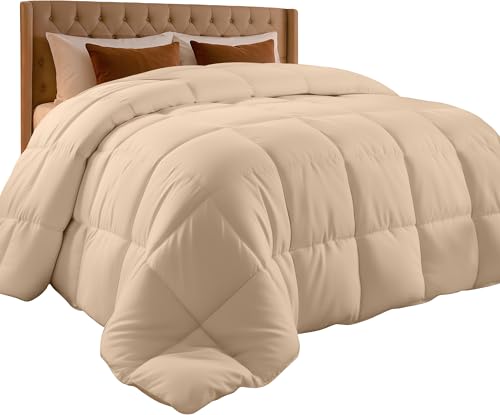Utopia Bedding Twin Comforter, Duvet Insert, Beige, 64 x 88 Inches | Soft and Fluffy Down Alternative Bed Comforter, All Season, Breathable, Corner Tabs, Box Stitched, Durable, Machine Washable - color: Beige, size: Twin