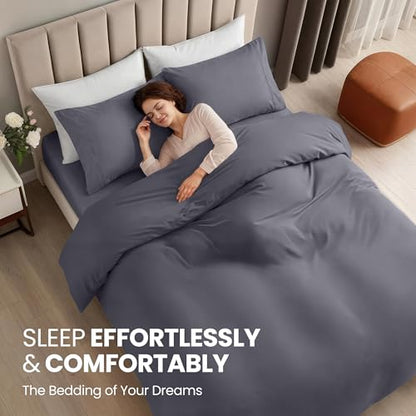 Utopia Bedding 4 Piece Bedding Set - 1 Fitted Sheet (54x75), 1 Duvet Cover Full Size, 2 Pillow Case (20x30) - All Season Luxury Bed in a Bag with Zippered Full Duvet Cover - No Comforter (White) - color: Grey, size: Full - Duvet Cover with Fitted Sheet