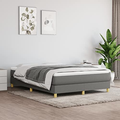 Full Size Upholstered Bed Frame, Modern Dark Gray Fabric Platform Bed with Durable Engineered Wood Support, Easy Assembly Foundation, Stylish Bedroom Furniture - size: Full