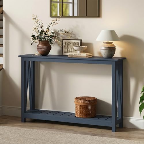 ChooChoo Farmhouse Console Table, Narrow Sofa Table for Entryway, 40 Inch | Rustic Entryway Table for Living Room, Hallway, Blue - color: Blue, size: 11.8"d X 39.4"w X 31.5"h