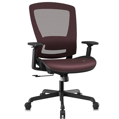 Mesh Office Chair,Ergonomic Computer Desk Chair,Sturdy Task Chair- Adjustable Lumbar Support & Armrests,Tilt Function,Comfort Wide Seat,Swivel Home Office Chair (Red) - color: Red