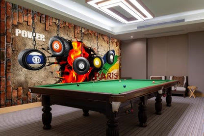 Industrial Wallpaper Billiard Tire Wall Mural | 151"x96", for Bedroom Living Room Bathroom, Textured Fabric, Not Peel and Stick - color: Mural 14, size: 151" x 96"