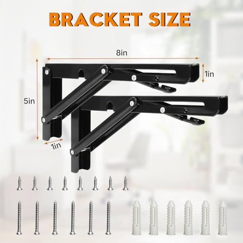 Folding Shelf Brackets 10 Inch - 4PCS Heavy Duty Metal Bracket Shelf, Wall Mounted Collapsible Bracket for Space Saving Bench Table Outdoor Smoker, Max Load: 150 lb - size: 10 Inch 4 PCS