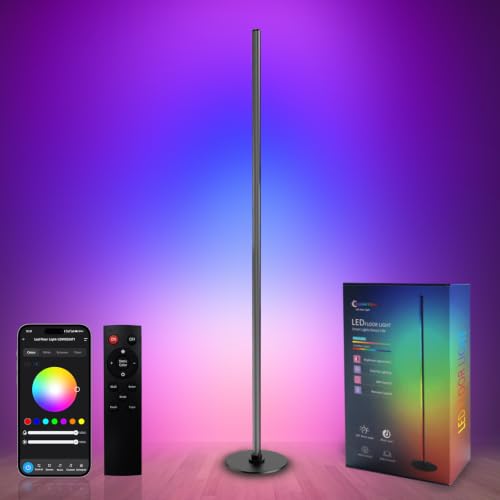 Corner Floor Lamp App & Remote Control 16M Colors Music Sync | Led lamp with Timer, Color Changing Mood Lighting for Bedroom, Gaming Room, Living Room, Party