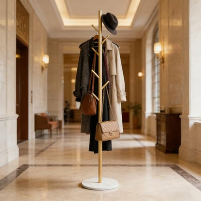Gold Coat Rack Freestanding, 67" Metal Tree Coat Stand, Sturdy Entryway Hall Tree for Coats, Hats, Bags, Bedroom Office - color: A4