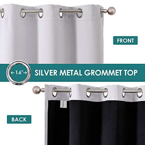ChrisDowa 100% Blackout Curtains for Bedroom 63 Inches Long 2 Panels Set | 2 Thick Layers, Thermal Insulated, Light Blocking, Grommet, Window Treatment, Living Room Drapes, Greyish White, 38 x 63 Inch - color: Greyish White, size: 38"W x 63"L (Pack of 2)