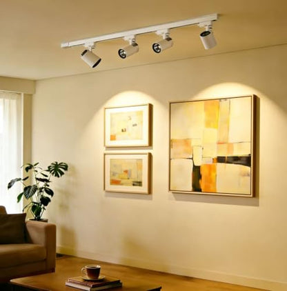 UPO 4-LED Track Lighting kit, 3000 Lumens 4000K,Ceiling Spot Lighting for Kitchen, Living Room, Bedroom Adjustable Track Head Easy Installation, LED Bulbs Included,White - color: 4000k white