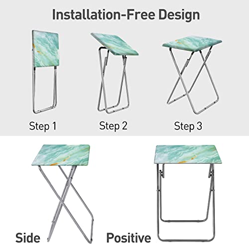 Folding TV Tray Table TV Dinner Table with Sturdy MDF Top,Eating Trays for Living Room with No Assembly Required 15 x 18.9 x 26 in(Sea Blue,1PC) - color: Sea Blue, size: 1pc